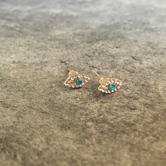 Evil Eye Minimalist Stud Earrings - Picture 7 of 8